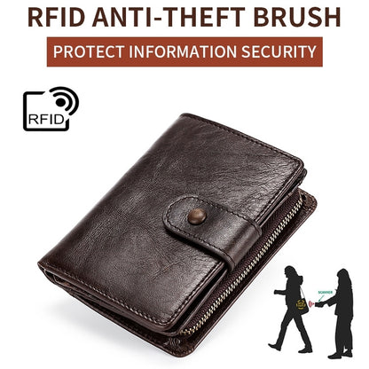 TP-201 Crazy Horse Leather Multi-functional Lather RFID Clasp Retro Wallet, TP-201
