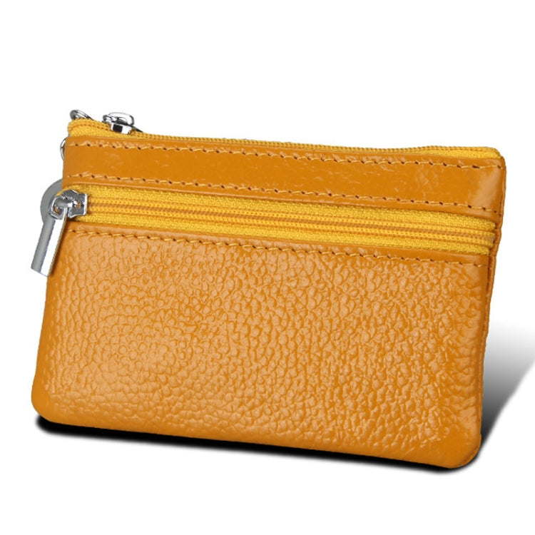 Cowhide Leather Zipper Solid Color Horizontal Card Holder Wallet RFID Blocking Coin Purse Card Bag Protect Case, Size: 11.4*7.4cm