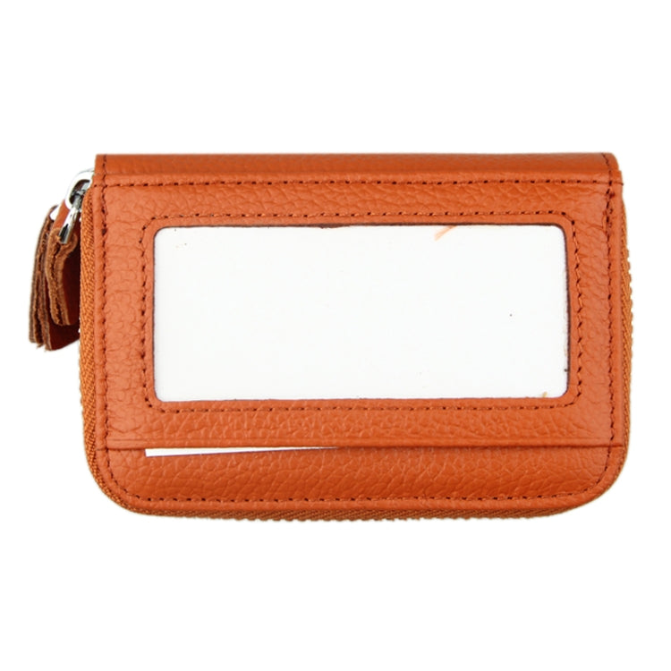 Genuine Cowhide Leather Dual Layer Solid Color Zipper Card Holder Wallet RFID Blocking Coin Purse Card Bag Protective Case with 11 Card Slots & Coin Position, Size: 11*7.5*4.5cm