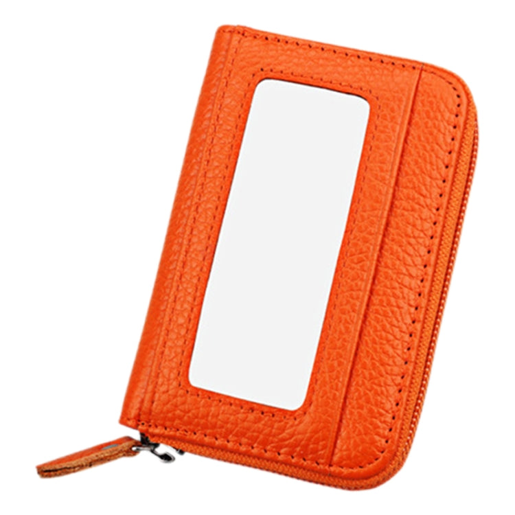 Genuine Cowhide Leather Solid Color Zipper Horizontal Card Holder Wallet RFID Blocking Card Bag Protect Case with 12 Card Slots, Size: 11.5*7.5cm