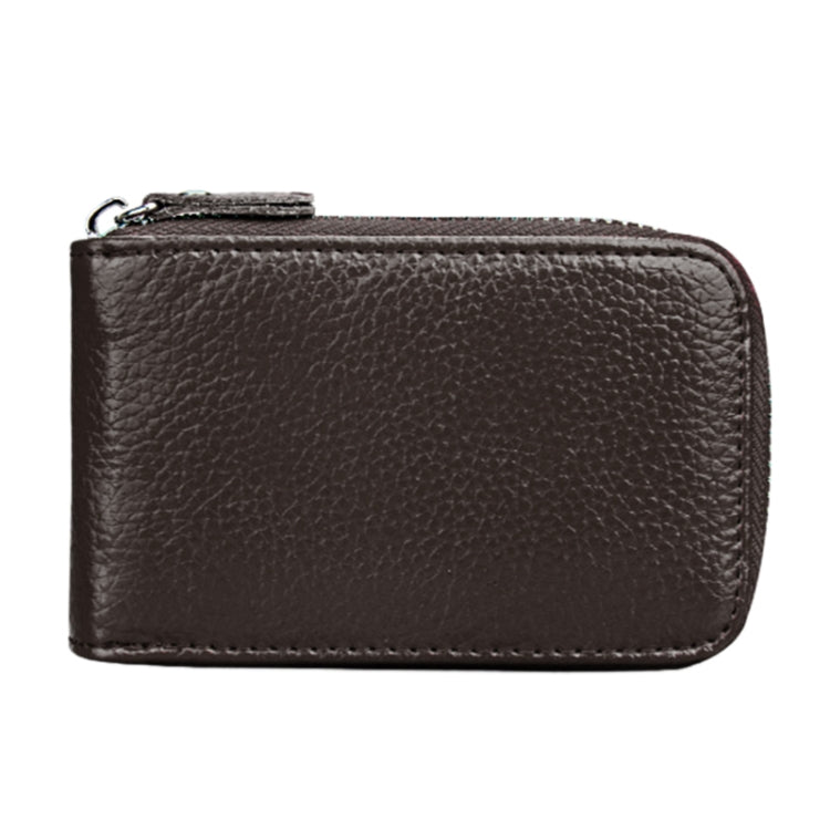 Genuine Cowhide Leather Solid Color Zipper Vertical Card Holder Wallet RFID Blocking Card Bag Protect Case with 12 Card Slots, Size: 11.5*7.5cm