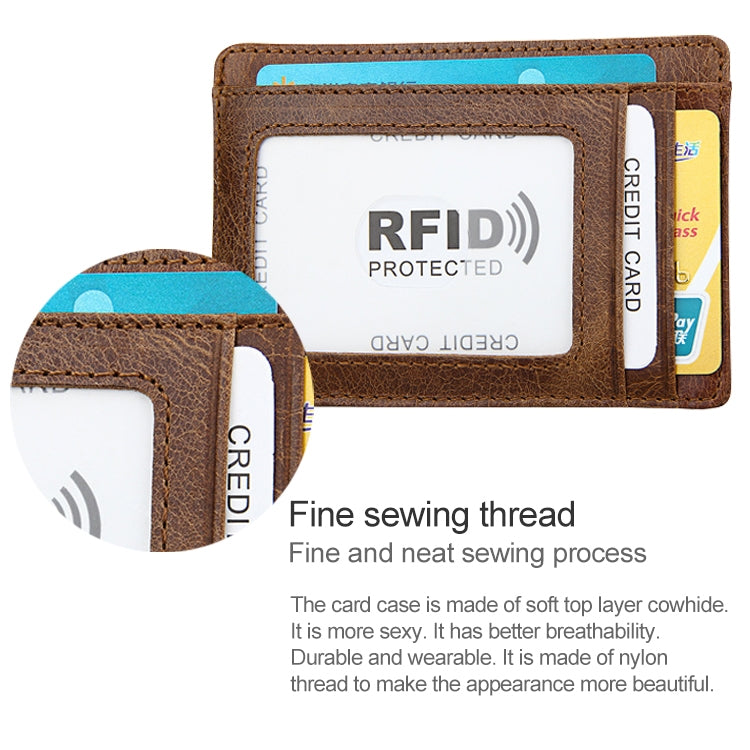 محفظة بطاقات جلدية شمعية زيتية مضادة للمغناطيس بتقنية RFID من Crazy Horse بتصميم KB80 للرجال والنساء