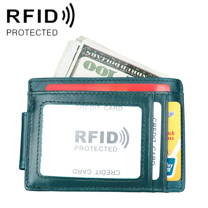 محفظة بطاقات جلدية شمعية زيتية مضادة للمغناطيس بتقنية RFID من Crazy Horse بتصميم KB80 للرجال والنساء
