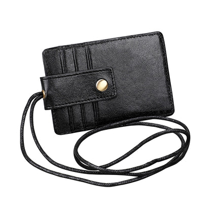 KB153 Antimagnetic RFID Leather Card Holder ID Card Badge with Lanyard