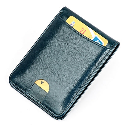 KB186 Antimagnetic RFID Mini Crazy Horse Texture Leather Billfold Card Wallet for Men and Women