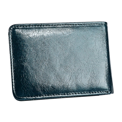 KB186 Antimagnetic RFID Mini Crazy Horse Texture Leather Billfold Card Wallet for Men and Women