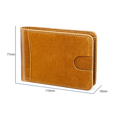 KB186 Antimagnetic RFID Mini Crazy Horse Texture Leather Billfold Card Wallet for Men and Women