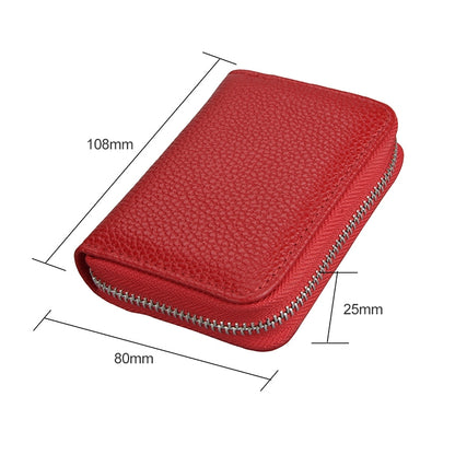KB205 Antimagnetic RFID Litchi Texture Leather Zipper Large-capacity Card Holder Wallet