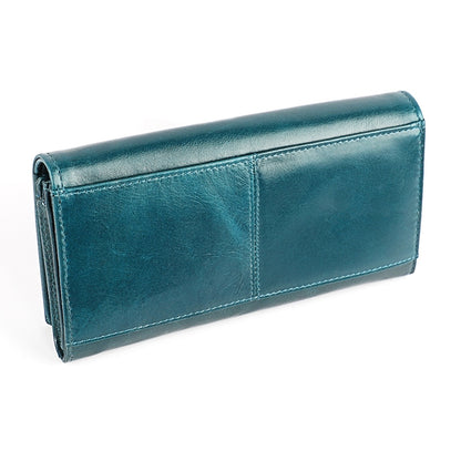 3559 Antimagnetic RFID Multi-function Zipper Retro Top-grain Leather Lady Purse Wallet