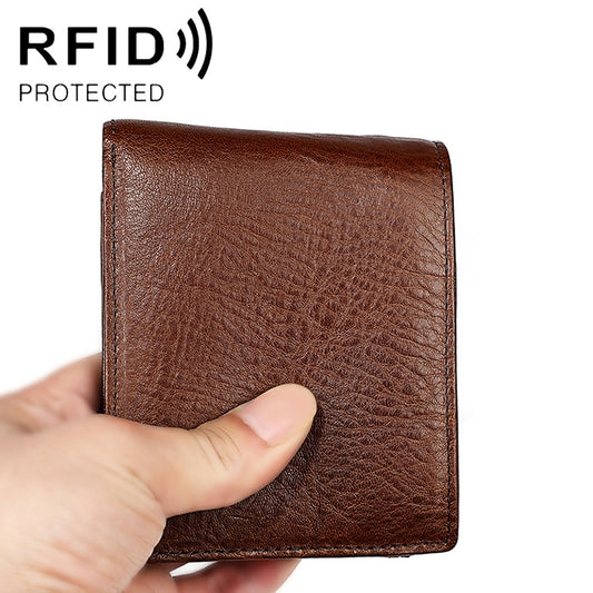 8018 Antimagnetic RFID Retro Fashion Crazy Horse Texture Leather Wallet for Men and Women, 8018