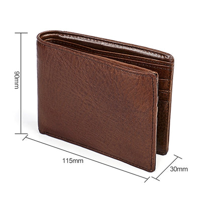 8018 Antimagnetic RFID Retro Fashion Crazy Horse Texture Leather Wallet for Men and Women, 8018