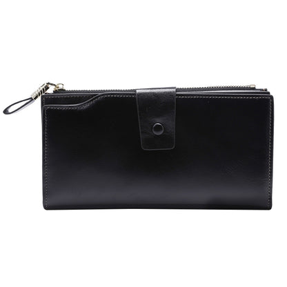 8236 Antimagnetic RFID Multi-function Oil Wax Leather Lady Wallet Large-capacity Purse