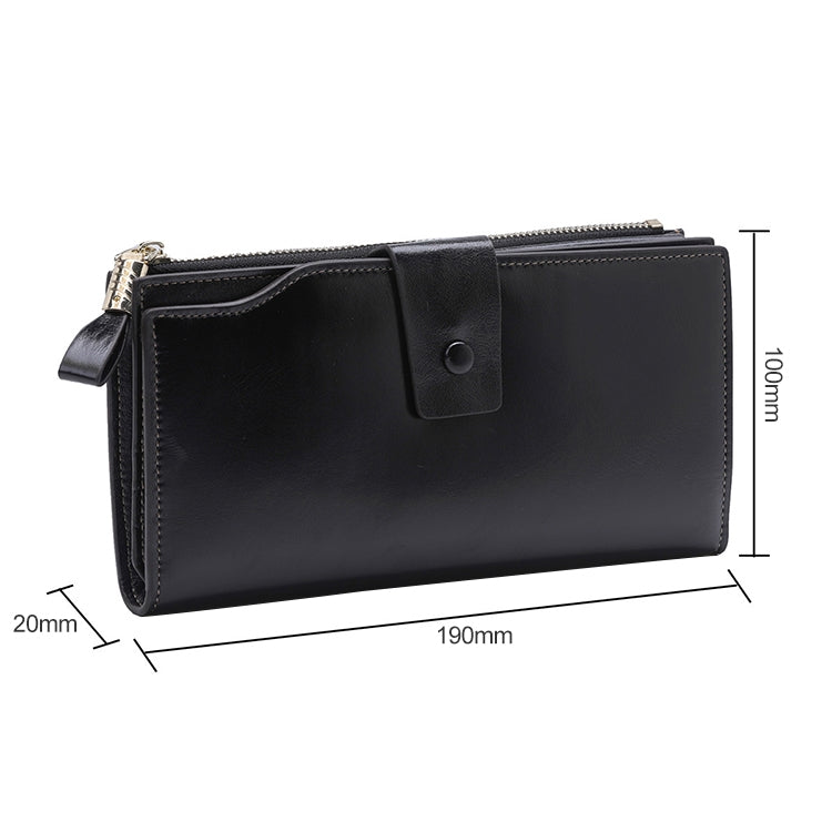 8236 Antimagnetic RFID Multi-function Oil Wax Leather Lady Wallet Large-capacity Purse