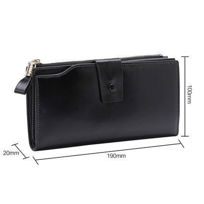 8236 Antimagnetic RFID Multi-function Oil Wax Leather Lady Wallet Large-capacity Purse