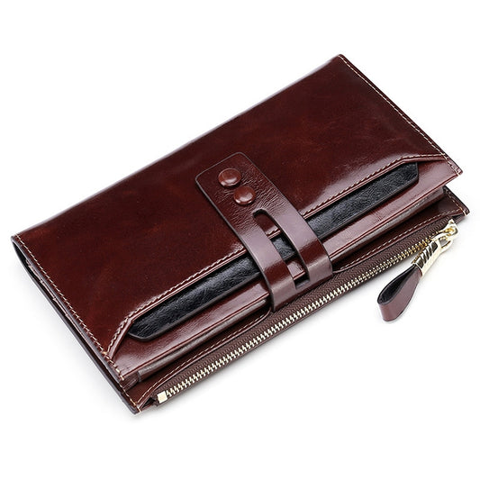 8239 Antimagnetic RFID Multi-function Leather Lady Wallet Large-capacity Purse with Detachable Card Holder (Rose Purple)