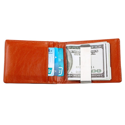 9601 Antimagnetic RFID Mini Crazy Horse Texture Leather Wallet Billfold, 9601