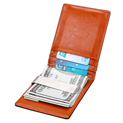 9601 Antimagnetic RFID Mini Crazy Horse Texture Leather Wallet Billfold, 9601