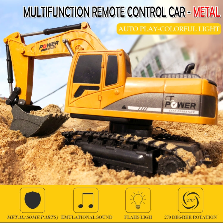 258-1 6 قنوات 2.4G 1/24RC حفارة معدنية هندسية يتم التحكم فيها عن بعد وشحن سيارة RC معدنية