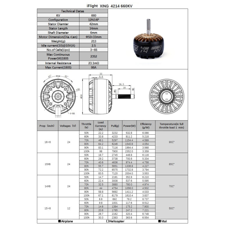 4 قطع iFlight XING T4214 400KV محرك UAV X-Class Large 12N14P FPV محرك CNC بدون فرشاة، T4214 660KV، T4214 400KV