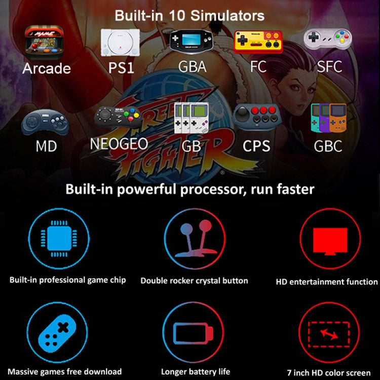 جهاز ألعاب محمول Powkiddy X12 Plus Retro Classic Games بشاشة عالية الدقة 7 بوصات وذاكرة 16 جيجابايت، يدعم MP4 / Ebook، X12 Plus