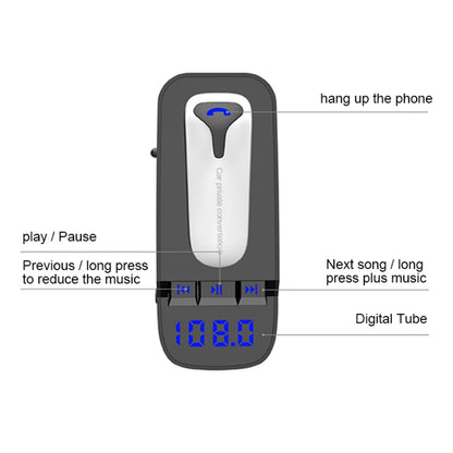 ER9 2 in 1 Hands-Free Calling Car Kit Wireless Bluetooth Headset Dual USB Charger FM Transmitter MP3 Music Player, ER9