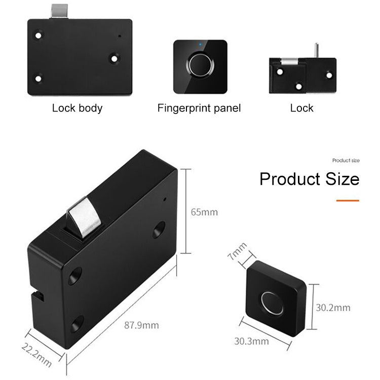 T4 Micro USB Charging Drawer Cabinet Door ABS Smart Fingerprint Lock, T4 Micro USB Charging Drawer Cabinet Lock