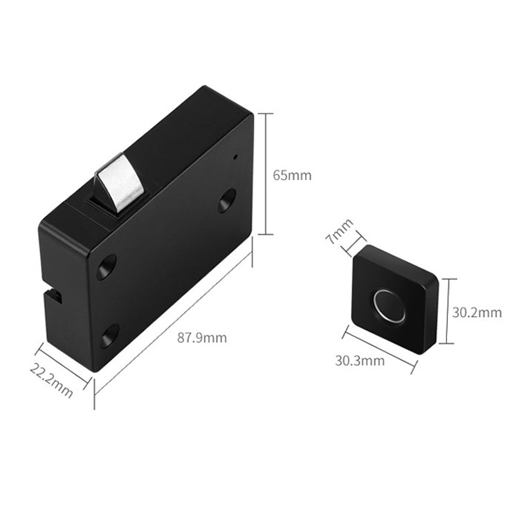T5 Square Version Aluminum Alloy Panel Fingerprint Drawer Lock, Blue, Red, Silver, Black, Pink