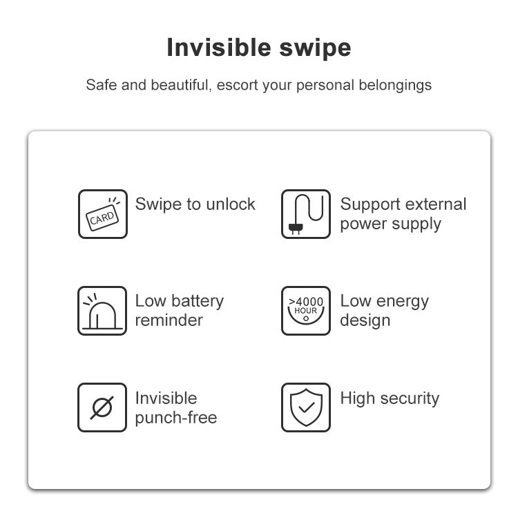 T8+ Non-opening Drawer Lock APP + IC Card Invisible Universal Cabinet Lock, APP + IC Card
