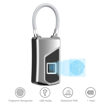 Anytek USB Charging Waterproof Anti-theft Non-password Electrically Intelligent Fingerprint Padlock Size:3.2cm × 3.5cm × 9cm, Anytek USB Charging Padlock