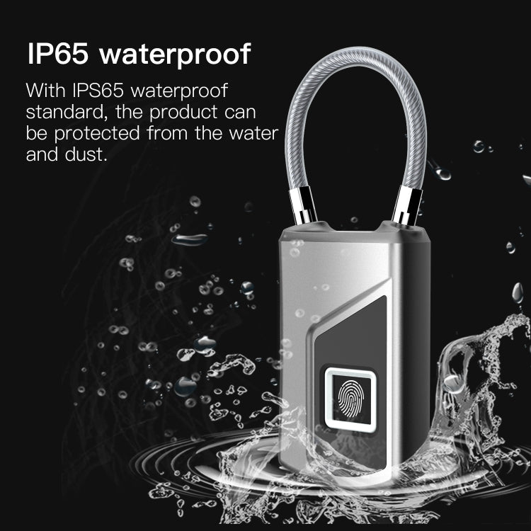 Anytek USB Charging Waterproof Anti-theft Non-password Electrically Intelligent Fingerprint Padlock Size:3.2cm × 3.5cm × 9cm, Anytek USB Charging Padlock
