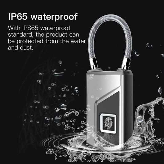 Anytek USB Charging Waterproof Anti-theft Non-password Electrically Intelligent Fingerprint Padlock Size:3.2cm × 3.5cm × 9cm, Anytek USB Charging Padlock