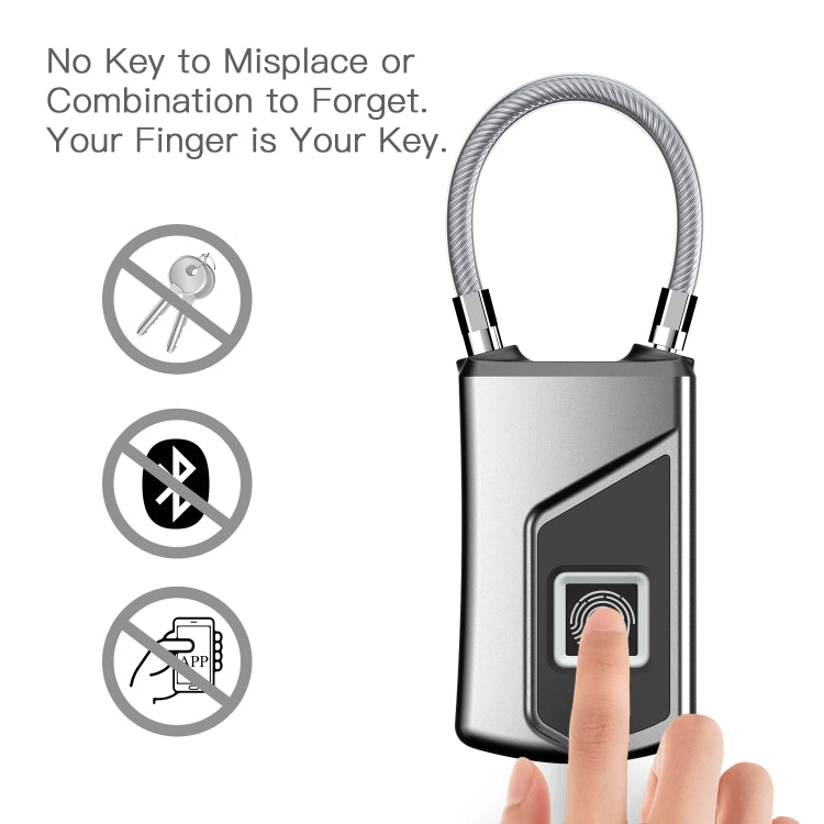 Anytek USB Charging Waterproof Anti-theft Non-password Electrically Intelligent Fingerprint Padlock Size:3.2cm × 3.5cm × 9cm, Anytek USB Charging Padlock