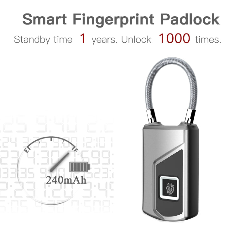 Anytek USB Charging Waterproof Anti-theft Non-password Electrically Intelligent Fingerprint Padlock Size:3.2cm × 3.5cm × 9cm, Anytek USB Charging Padlock