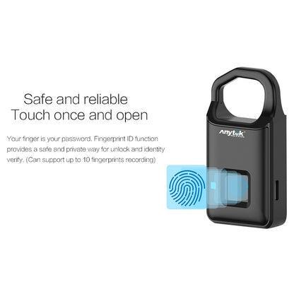 Anytek P4 3.7V Micro USB Charging Semiconductor Fingerprint Sensing Small Padlock, P4