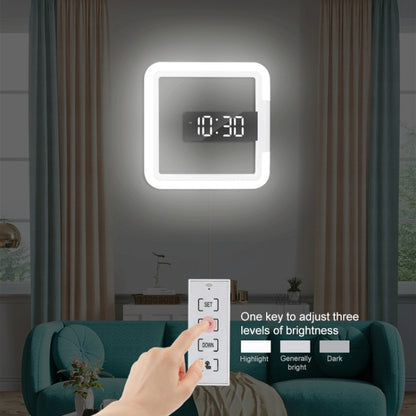 ساعة منبه رقمية TS-S28-W متعددة الوظائف، مزودة بمقياس حرارة مربع RGB، مزودة بمرآة LED، وساعة حائط مجوفة، وساعة بمقياس حرارة RGB