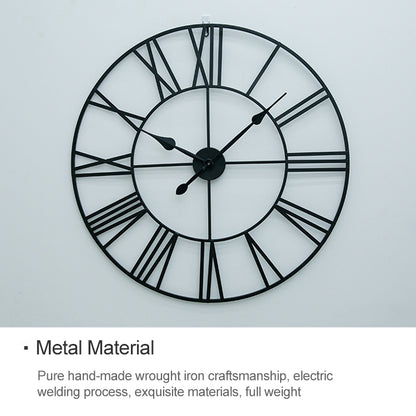 40cm Retro Living Room Iron Round Roman Numeral Mute Decorative Wall Clock, 40cm
