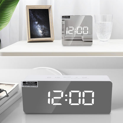 TS-S69-R ساعة منبه LED متعددة الوظائف تعمل بالبطارية/الشحن بالقابس، ساعة مرآة مكياج ثنائية الاستخدام، TS-S69-G، TS-S69-HW