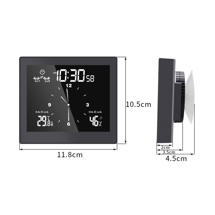 ساعة حائط للحمام مقاومة للماء، مؤقت، مقياس حرارة منزلي، مقياس رطوبة، TS-WP10-W، TS-WP10-B