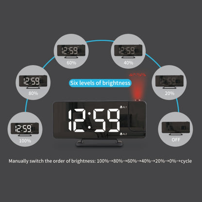 ساعة منبه رقمية TS-9210 مزودة بمرآة عرض وعرض للوقت، TS-9210