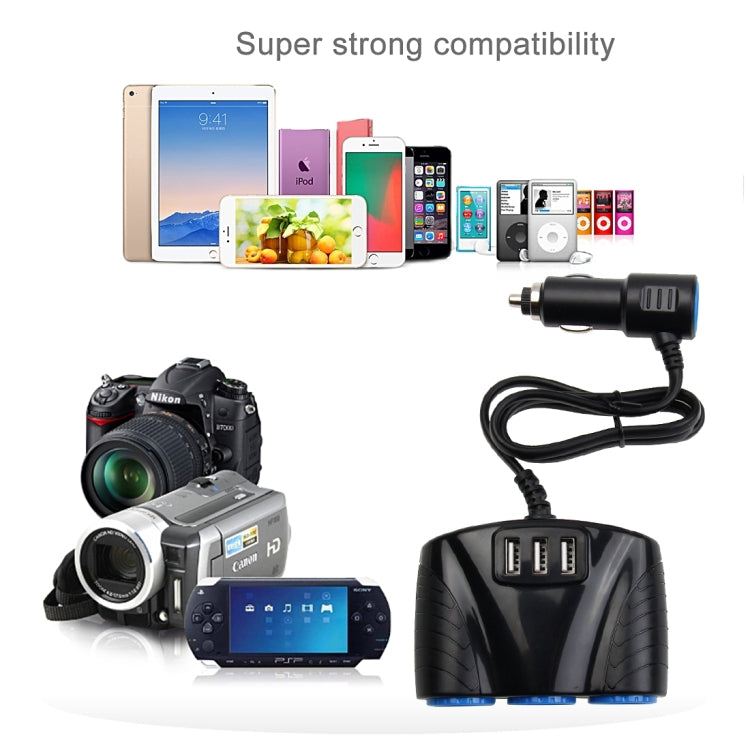 شاحن سيارة 12-24 فولت 3.1 أمبير مع 3 منافذ USB و3 مقابس ولاعة سجائر للسيارة، 12-24 فولت 3.1 أمبير مع 23 منفذ USB