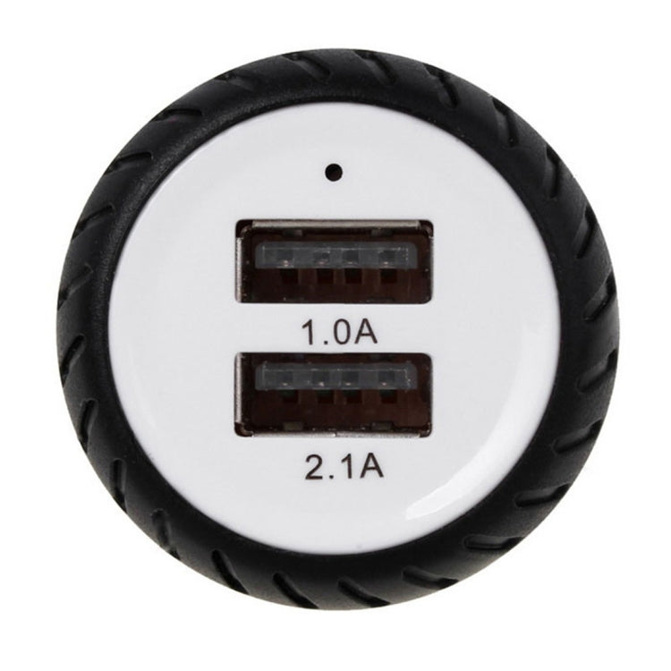 Mini Wheels Design 5V 1.0A+2.1A Double USB Universal Quick Car Charger for Phones / Tablets(White + Black ), Double USB