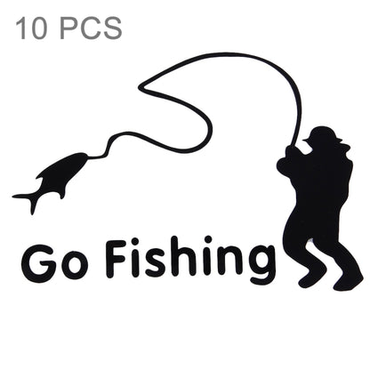 10 PCS Go Fishing Styling Reflective Car Sticker, Size: 14cm x 9.5cm, Fishing Styling 1