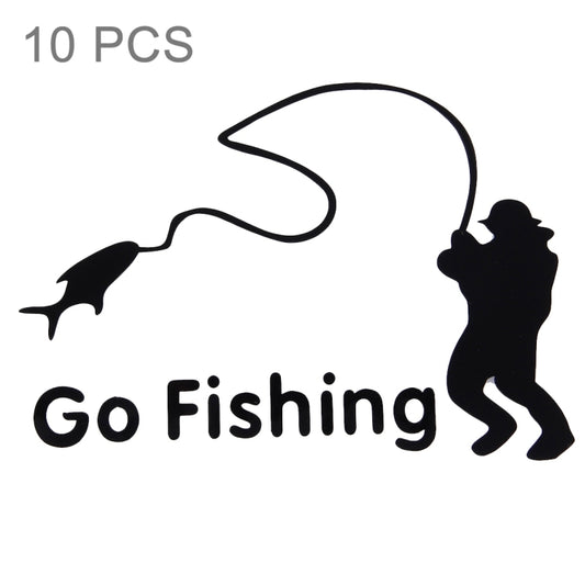 10 PCS Go Fishing Styling Reflective Car Sticker, Size: 14cm x 9.5cm, Fishing Styling 1