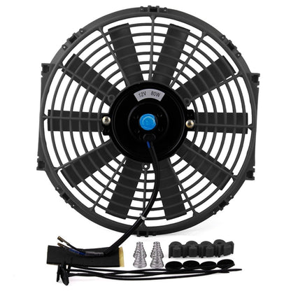 12V 80W 12 inch Car Cooling Fan High-power Modified Tank Fan Cooling Fan Powerful Auto Fan Mini Air Conditioner for Car, 12 inch (Red), 12 inch (Blue), 12 inch (Black)