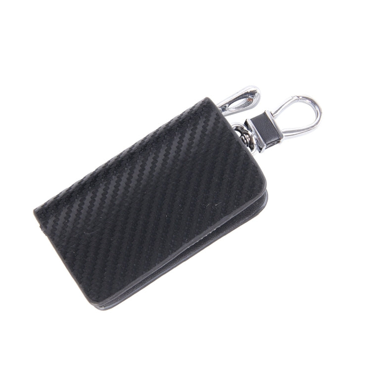 Universal Leather Carbon Fiber Texture Waist Hanging Zipper Wallets Key Holder Bag (No Include Key), Carbon Fiber Texture