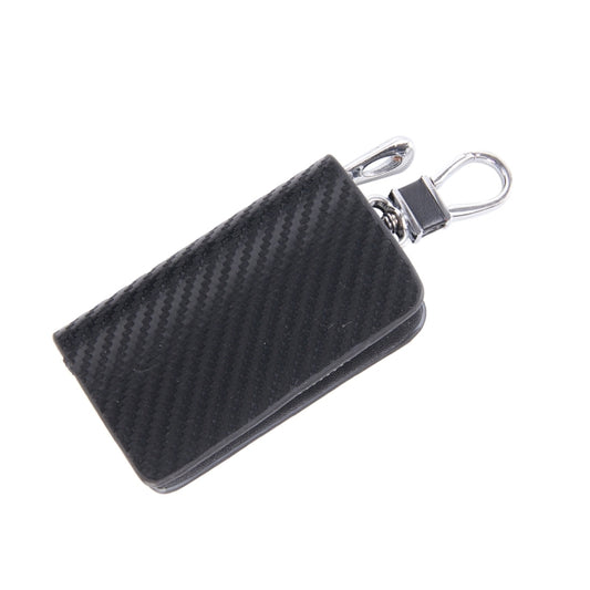 Universal Leather Carbon Fiber Texture Waist Hanging Zipper Wallets Key Holder Bag (No Include Key), Carbon Fiber Texture