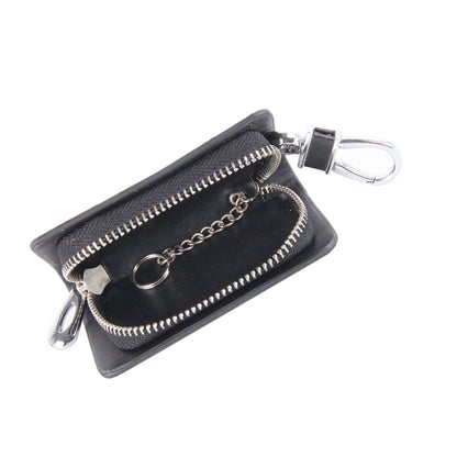 Universal Leather Carbon Fiber Texture Waist Hanging Zipper Wallets Key Holder Bag (No Include Key), Carbon Fiber Texture