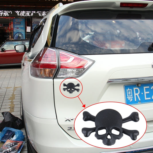 Skull And Cross Bone Shape Shining Metal Car Universal Sticker, Cross Bone