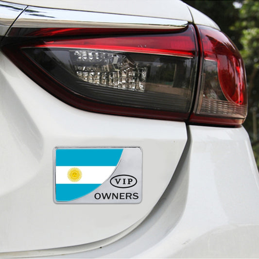 Universal Car Argentina Flag Rectangle Shape VIP Metal Decorative Sticker, Argentina Flag (Silver)