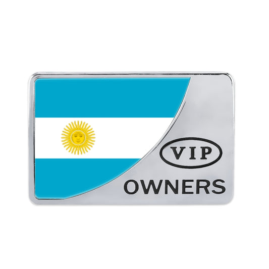 Universal Car Argentina Flag Rectangle Shape VIP Metal Decorative Sticker, Argentina Flag (Silver)